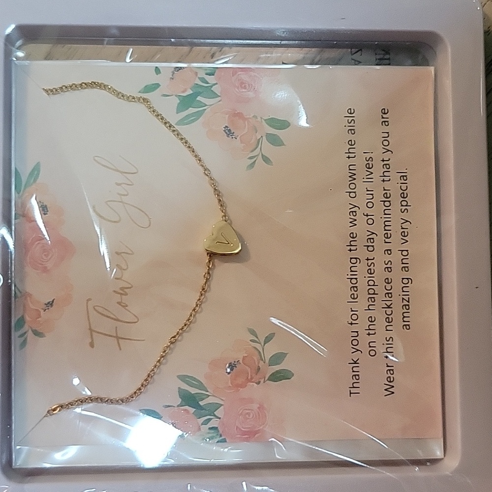 Flower Girl Necklace - Initial V